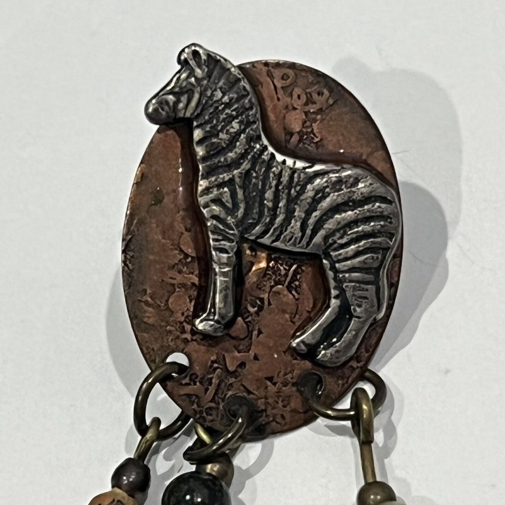 Vintage Metal Zebra Dangling Charm Earrings - Picture 2 of 12